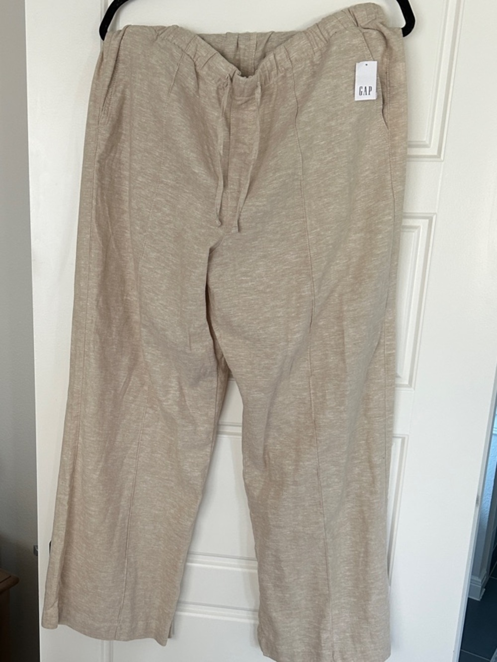 GAP Light Beige Drawstring Linen-Blend Joggers